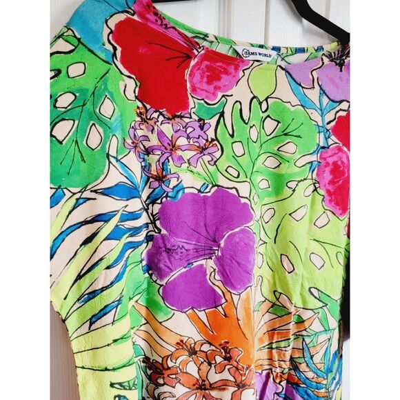 Jams World M Pullover Paradise Blouse Vintage Multicolor Floral Hawaii - Picture 5 of 7